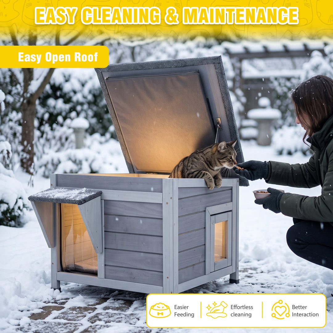 MEDEHOO Heated Outdoor Insulated Dog House with Heating Pad and 6-Sided Insulation for Small Dogs and Feral Cats, Keeps Pets Cozy in Winter