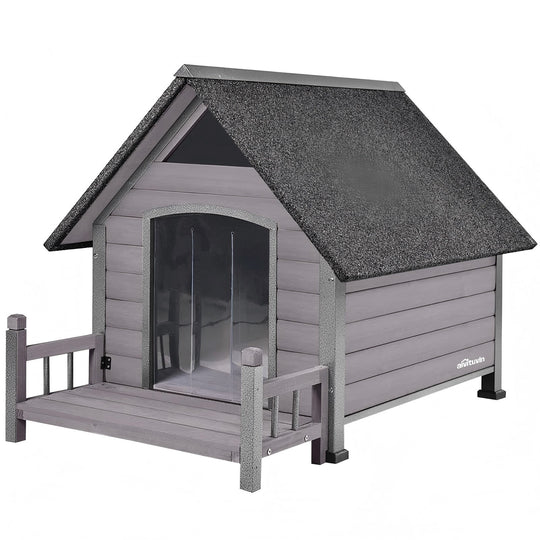 MEDEHOO Outdoor Dog House, Puppy Shelter, Anti-Bite Design for Medium Dogs with Porch