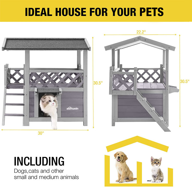 Aivituvin-AIR09-B Outdoor And Indoor Cat House(Inner space 5.2 ft²)