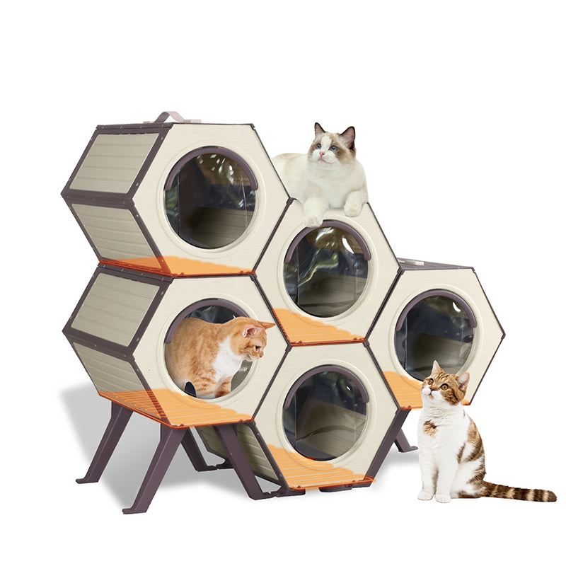 Aivituvin-AIR107 Indoor/Outdoor Heated Cat House with Heated Pad|Durable PP Construction