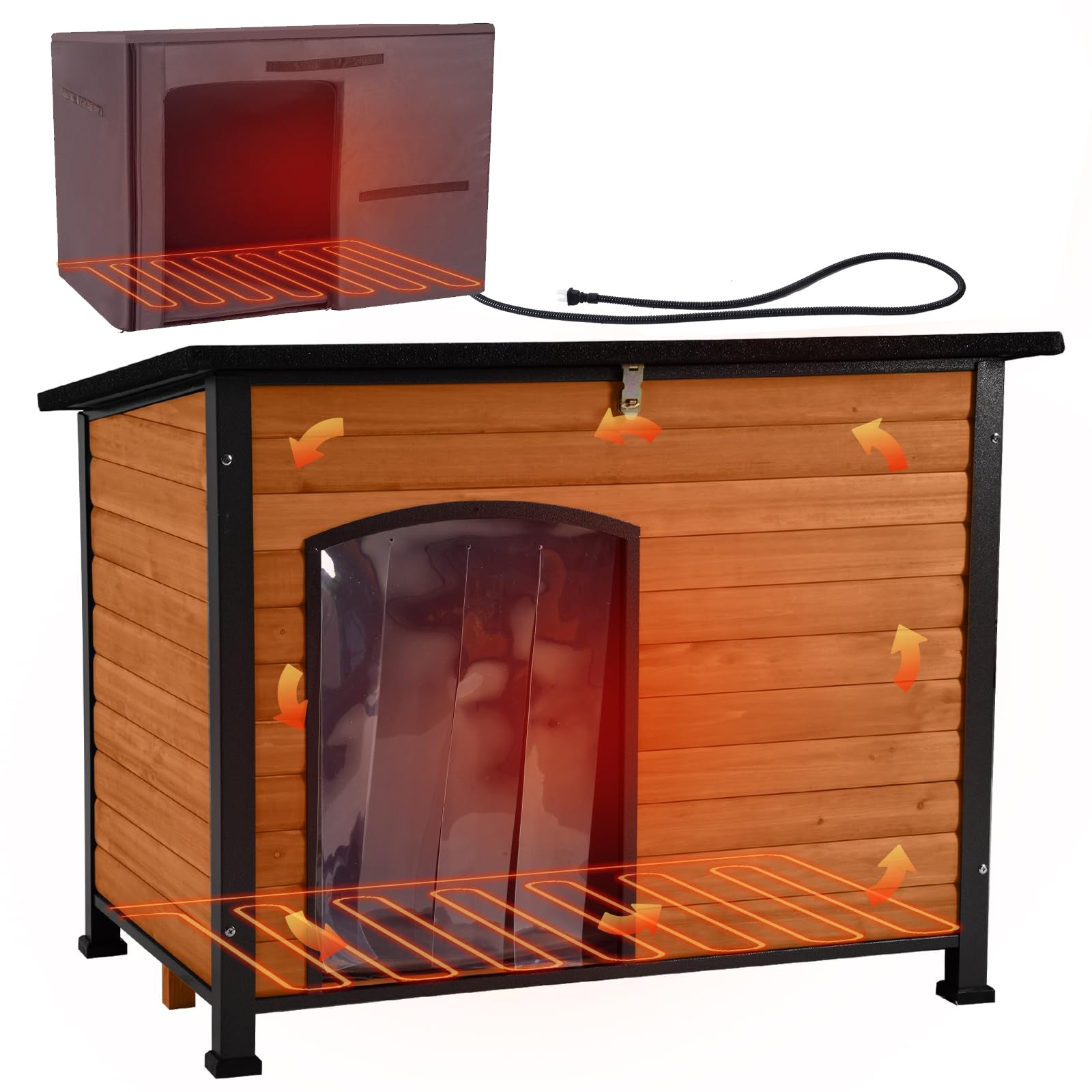 Outdoor Heated Dog House with Adjustable Temperature & Timer