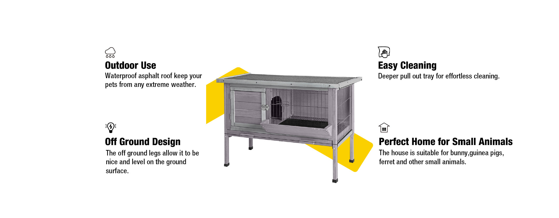 Aivituvin Outdoor Rabbit Hutch Wire Bottom Rabbit Cage