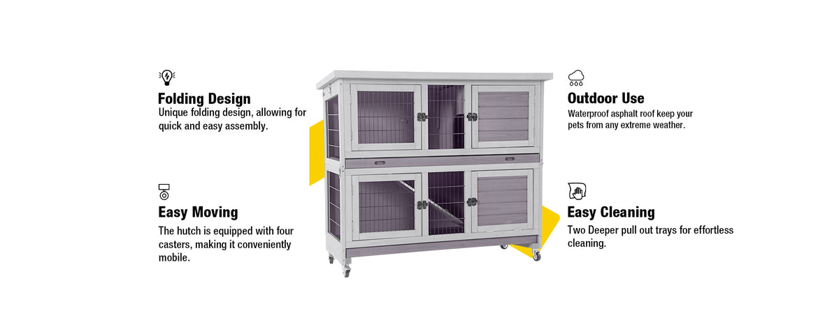 Unique Folding Wooden Rabbit Hutch with Two Levels – Aivituvin