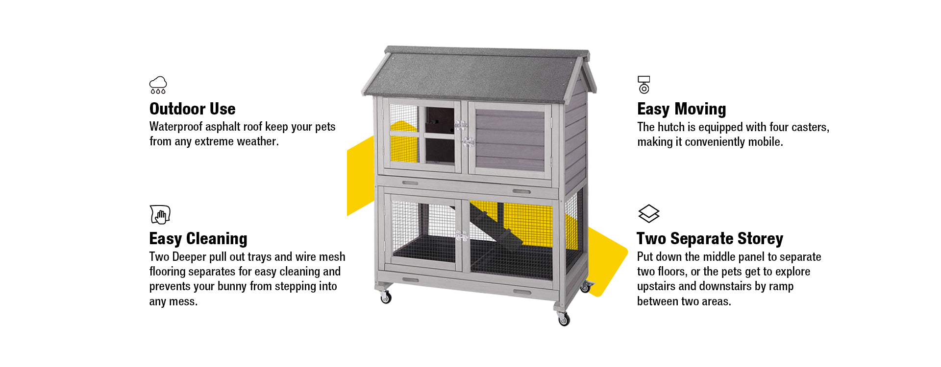Aivituvin Rabbit Hutch Wire Bottom Rabbit Cage