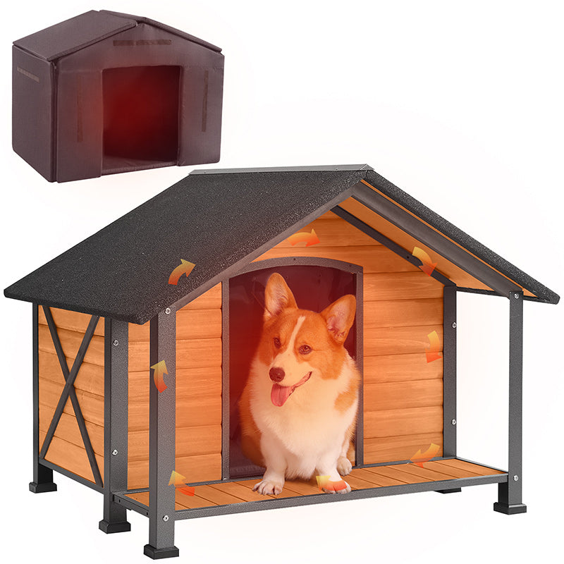Morgete Large Dog House with Insulated Liner, Waterproof Dog Kennel for Small to Large Sized Dogs