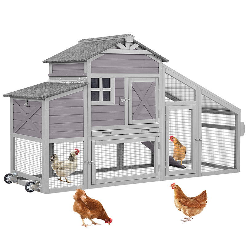 Morgete Mobile Chicken Coop Hen House with Wheels Handdrail for 2-4 Chickens