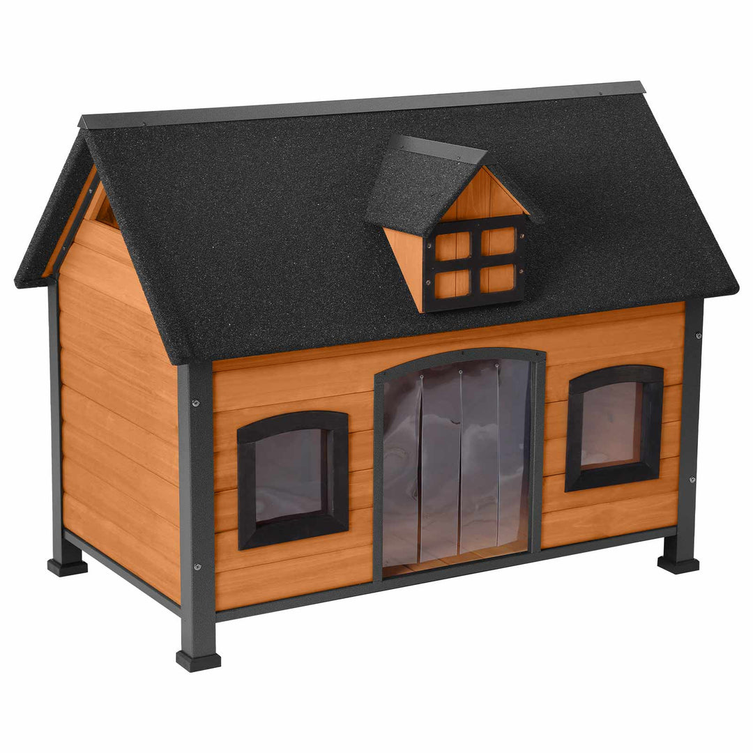 Aivituvin-AIR90 Premium Wooden Dog House | Iron Frame and Asphalt Roof