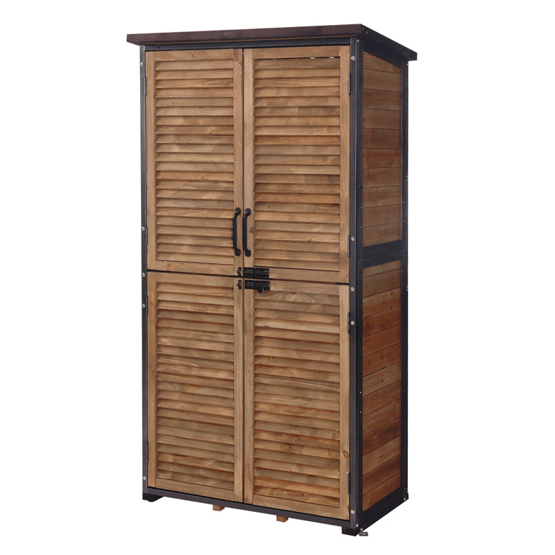 Aivituvin AIR7012 Wooden Garden Shed with Iron Frame