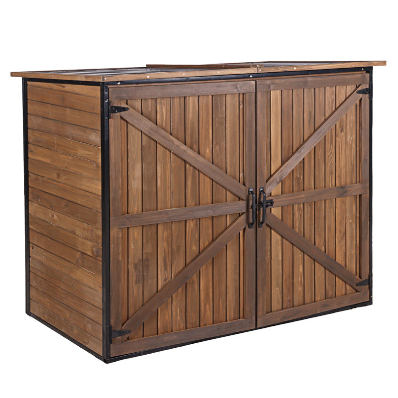 Aivituvin Wooden Garden Storage Shed AIR105-B, Strong Metal Frame