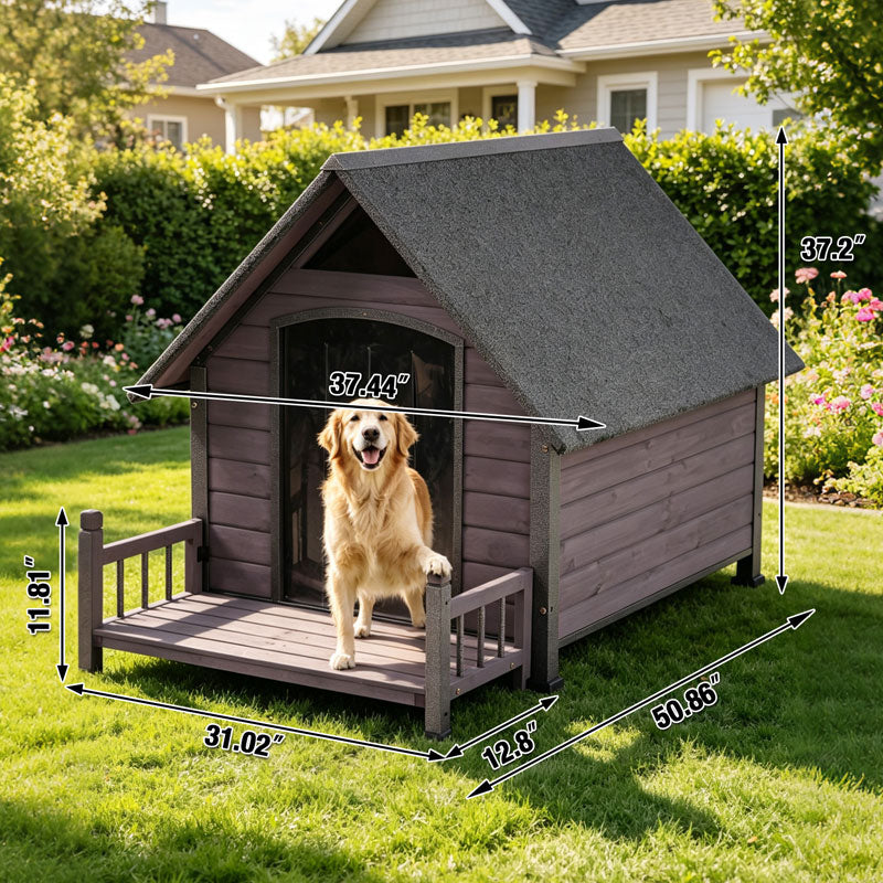 large wooden dog house