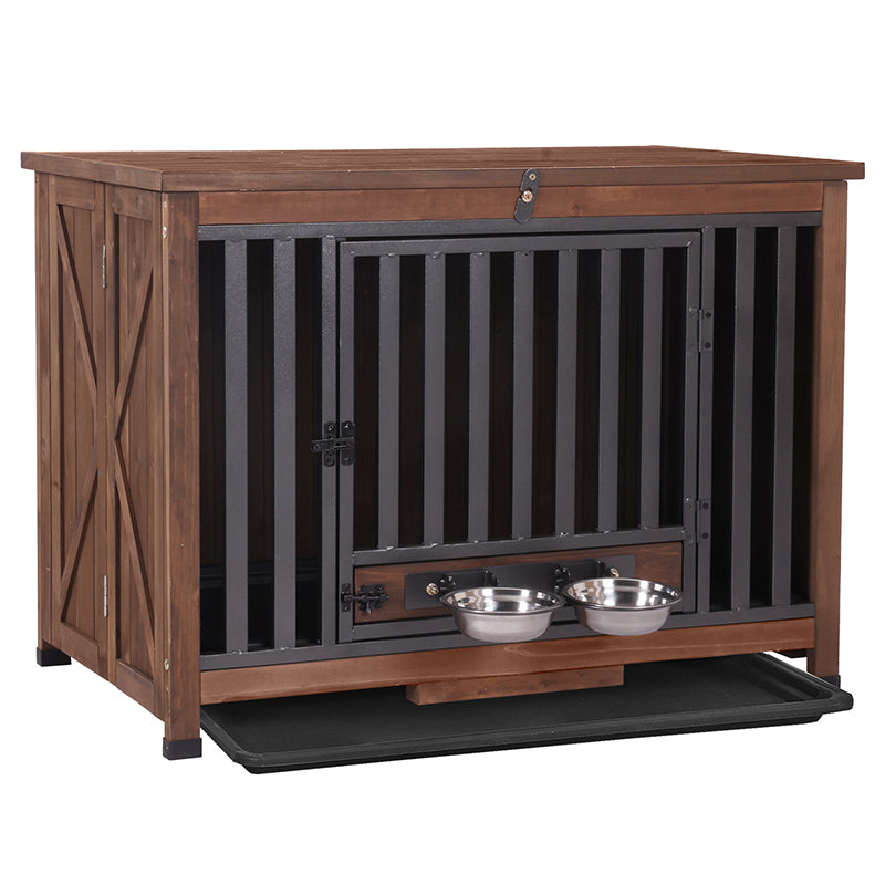 Aivituvin-AIR100 Wooden Dog Crate with Folding Design | Strong Iron Door