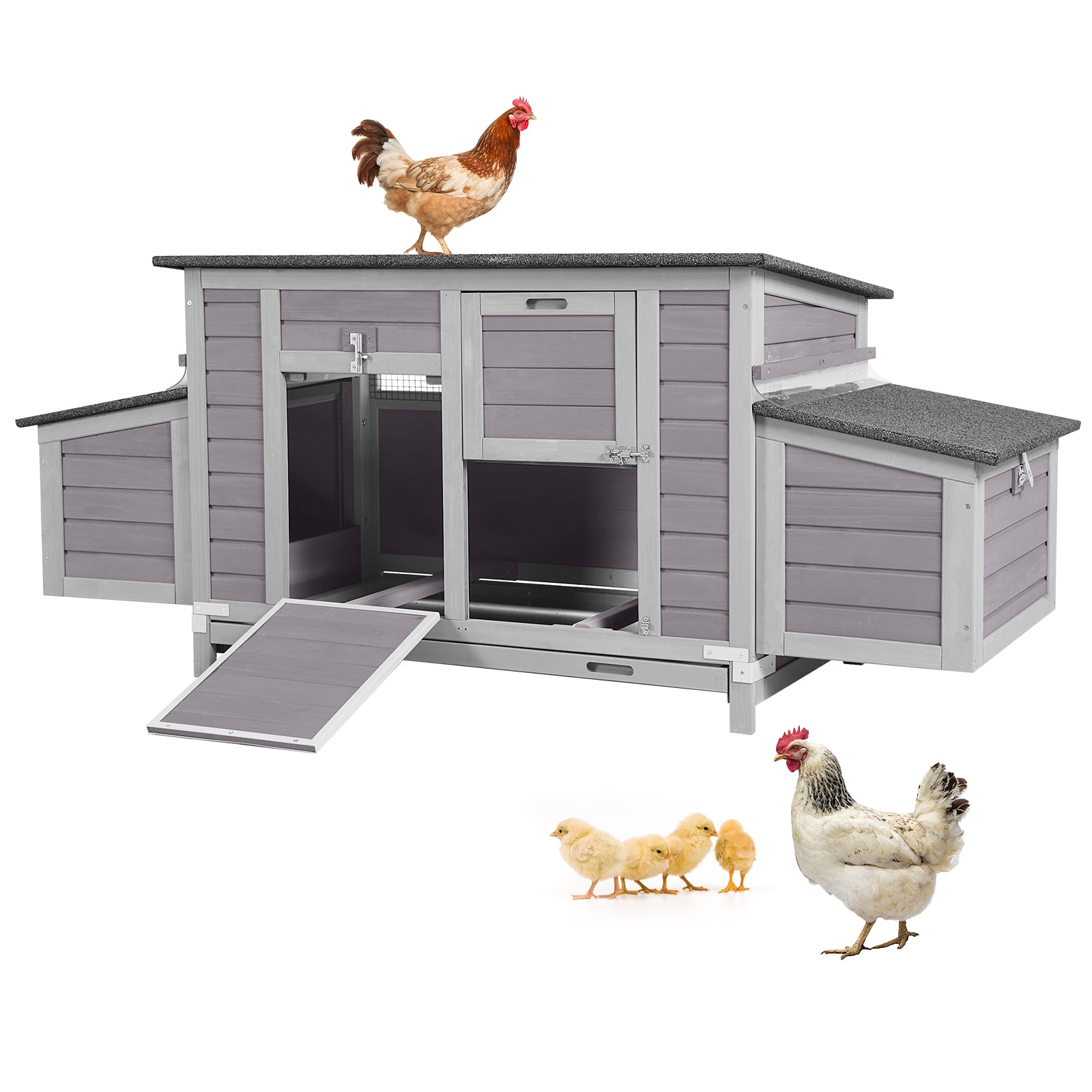 Aivituvin Large Hen House AIR45, Chicken Coop with Run for 4–6 Chickens or Ducks
