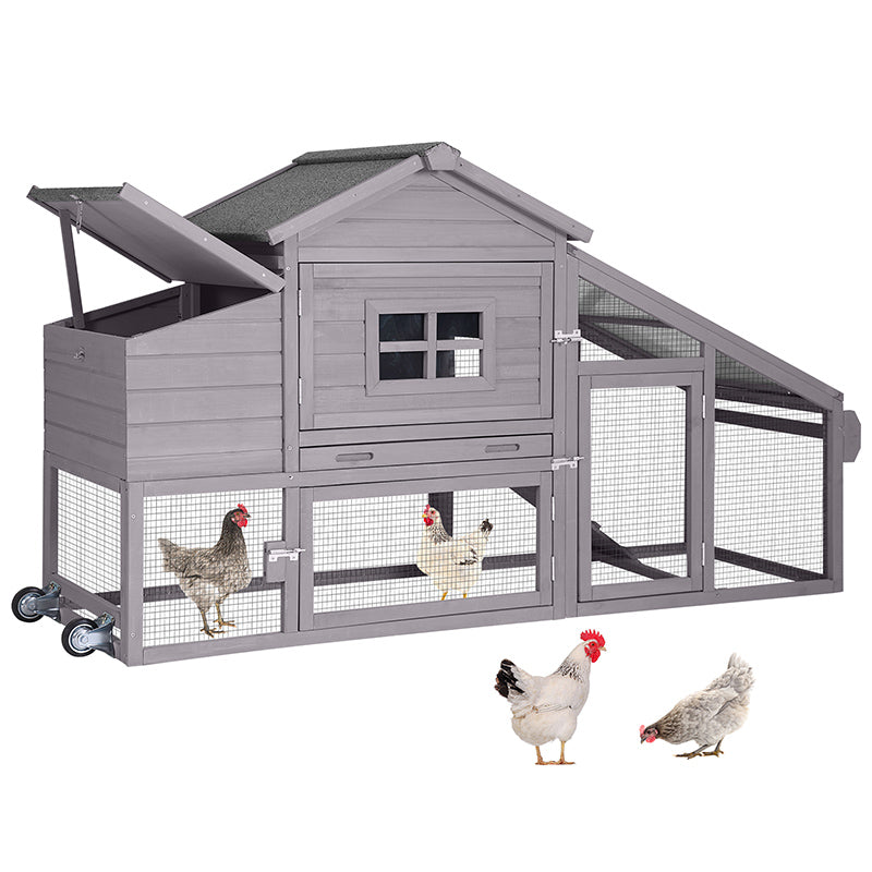 Morgete Mobile Chicken Coop Chicken House with Wheels Hen House for 2-3 Chickens Rabbits Hutch with Nest Box UV Panel