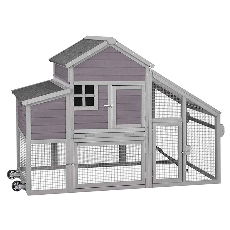 Morgete 47.6"H Chicken Coop Hen House for 2-3 Chickens with Wheels Push-Pull Handrail Nest Box