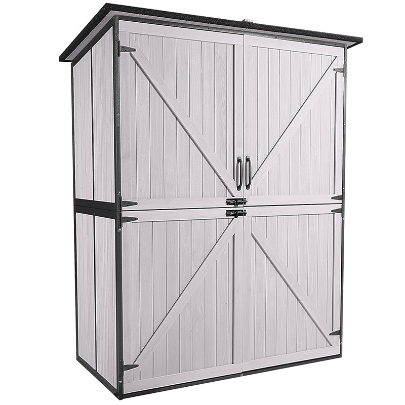 MEDEHOO Outdoor Storage Shed Metal Frame Tool Garden Shed with Floor and Lockable Door - Thumbnail 3