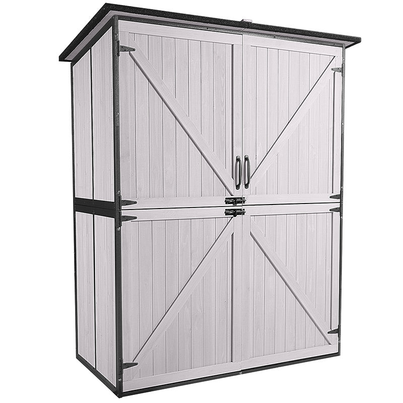 Morgete Outdoor Storage Shed Metal Frame Tool Garden Shed with Floor and Lockable Door for Patio Backyard Lawn