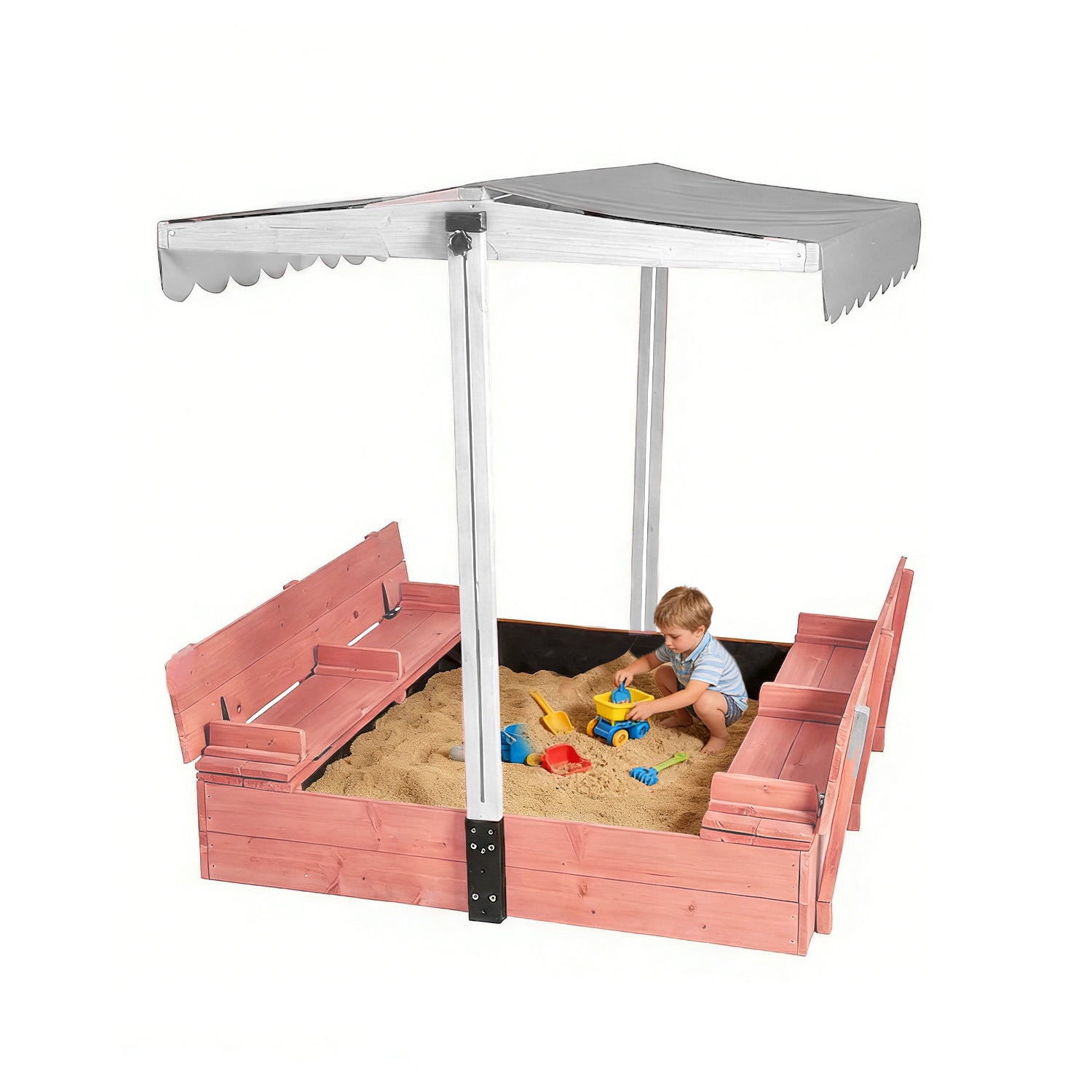 Aivituvin Children's Sandbox With Cover and Canopy