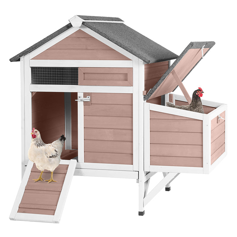 Aivituvin Raised Backyard Hen House AIR7020, Small Chicken House for 1-2 Chickens-Brown