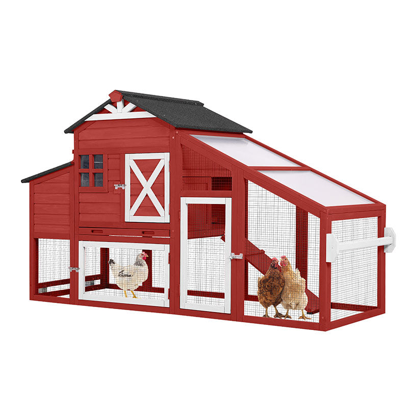 Aivituvin Wooden Chicken Coop with Wheels AIR32, Large Chicken Coop for 2-3 Chickens, 17.1ft²-RED