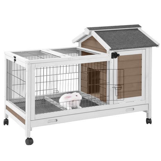 Suumerpety AIR24 Rabbit Hutch Bunny Cage Guinea Pig House with Wheels