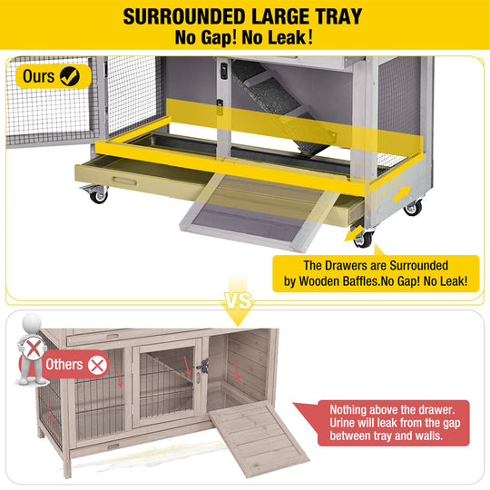 Aivituvin-AIR77 Outdoor Indoor Bunny Hutch With Wheels