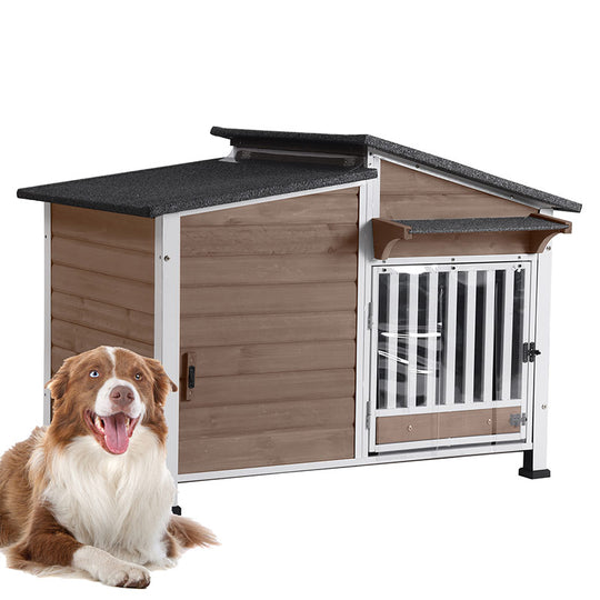 Aivituvin-AIR7021 Metal Frame Wooden Dog House | Waterproof Roof