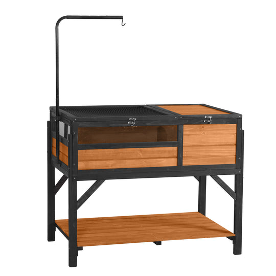 MEDEHOO Tortoise Habitat Turtle Enclosure, Wooden Reptile Cage for Small Animals, Adjustable Light Stand