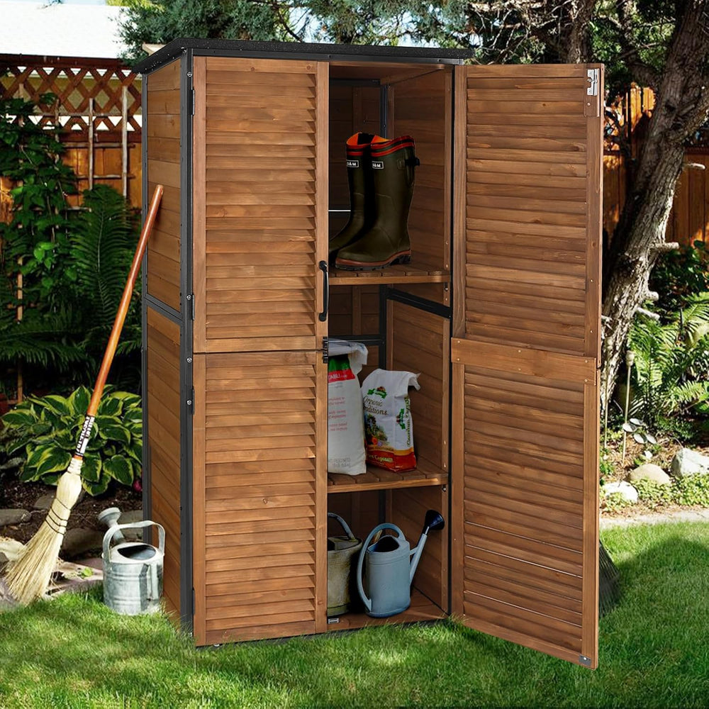 MEDEHOO Outdoor Storage Shed with Floor - Strong Metal Frame, Adjustable Shelves, Ventilated Blinds - Ideal for Garden Tools Cabinets Waterproof - Best in Sheds & Outdoor Storage