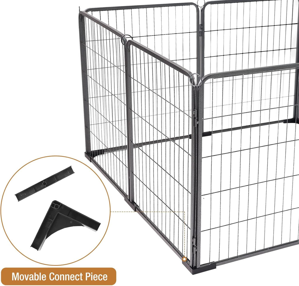 MEDEHOO 31'' Foldable Dog Playpen Heavy Duty Metal Puppy Fence with Door Gate Pet Exercise Pen Outdoor Kennel for Small/Medium/Large Dogs - 8 Panels
