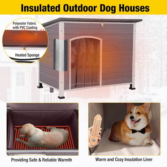 Aivituvin-AIR43-M-HP Heated Large Wooden Dog House| Metal Frame