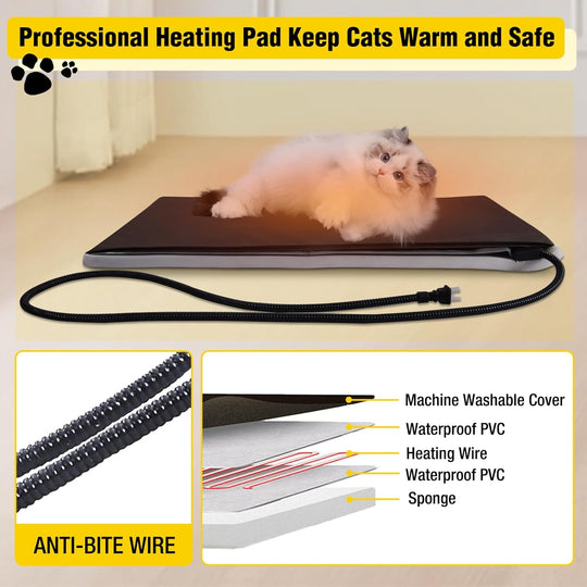 MEDEHOO AIR92M-IN-HP Heated Cat House Outdoor All-Round Insulated Feral Kitty Shelter with Escape Doors Weatherproof for Winter