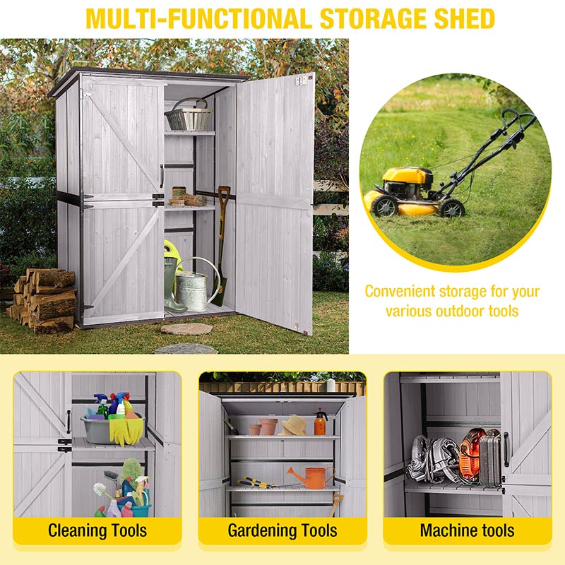 Aivituvin-AIR98 AIR99 Wooden Garden Shed with Metal Frame | Adjustable Shelf for Outdoor Storage