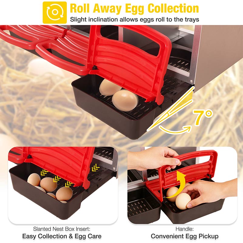 Aivituvin-AIR7036 Chicken Nesting Box | Roll-Away Egg Tray, 3 Compartments