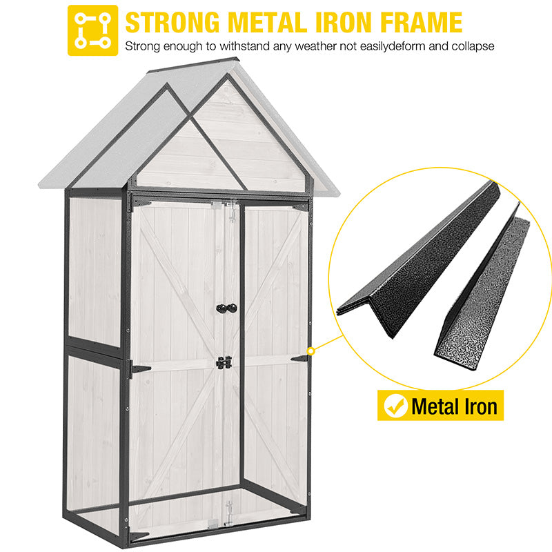 Aivituvin-AIR7004/7005 Outdoor Storage Shed Cabinet| Metal Frame for Stability