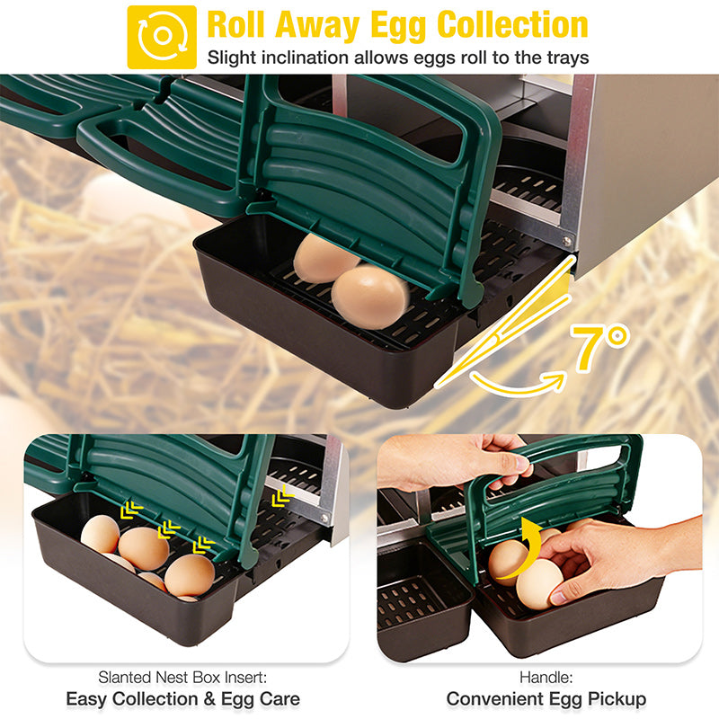 Aivituvin-AIR7036 Chicken Nesting Box | Roll-Away Egg Tray, 3 Compartments