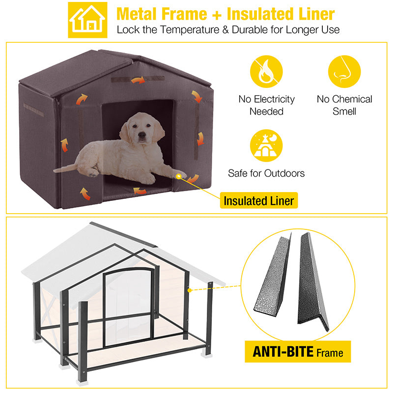 Aivituvin AIR86-IN Large Insulated Outdoor Dog House,Liner Inside - Off White, M