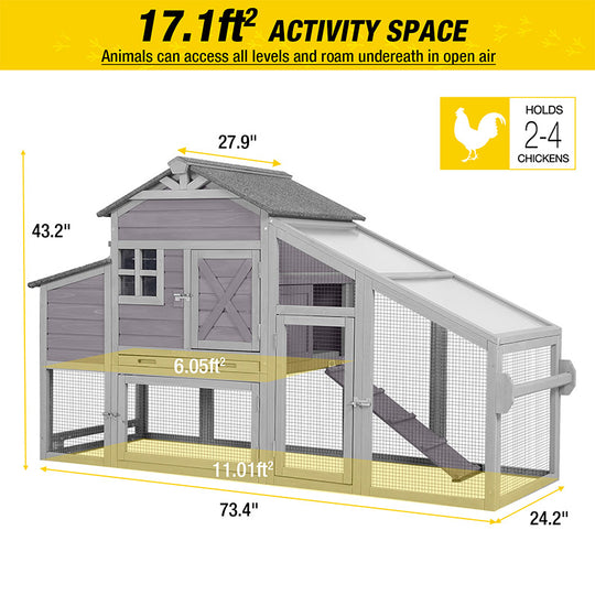 Aivituvin-AIR29-Y Metal Chicken Coop Extension Run ,Combine with AIR27 AIR31 AIR32-D (Inner Space 14.36ft²)