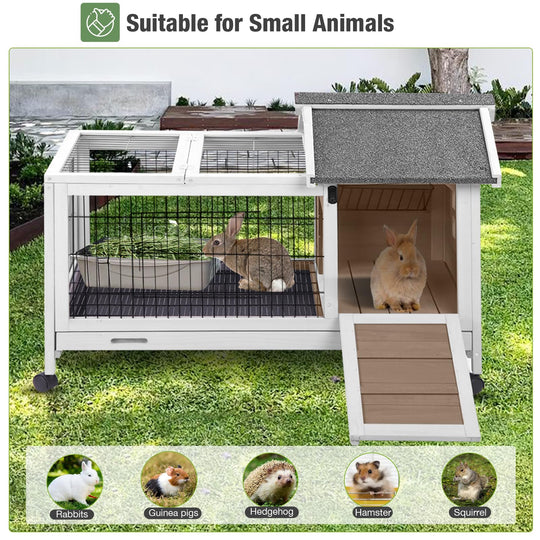 Suumerpety AIR24 Rabbit Hutch Bunny Cage Guinea Pig House with Wheels