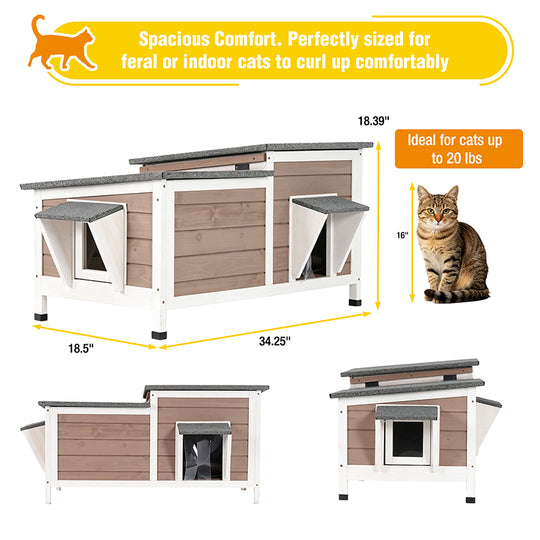 Aivituvin Heated Insulated Cat House AIR93-IN-HP, Outdoor Cat Shelter with Heated Pad