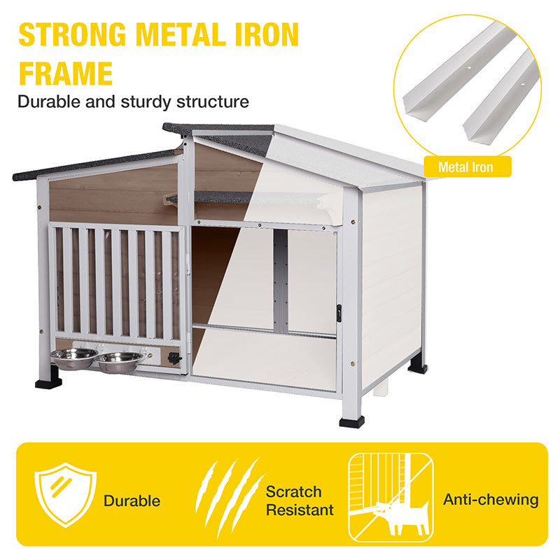 Aivituvin-AIR7021 Metal Frame Wooden Dog House | Waterproof Roof