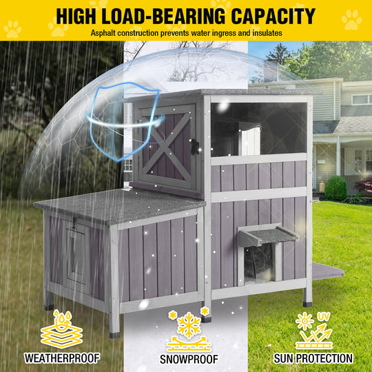 MEDEHOO AIR7033-IN-HP Outdoor Heated Cat House for Winter, Insulated Cat House with Heating Pad for Outdoor Indoor, Weatherproof Cat Shelter for Feral & Stray Cats
