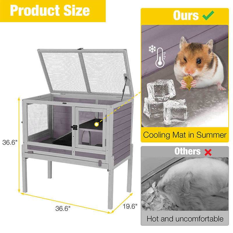 Aivituvin-AIR53-DG/WZ Wooden Hamster Cage| Anti-Chew Design|Easy-Clean PVC Layer