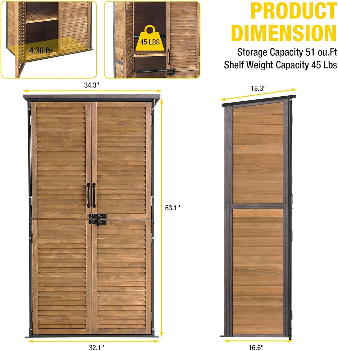 MEDEHOO Outdoor Storage Shed with Floor - Strong Metal Frame, Adjustable Shelves, Ventilated Blinds - Ideal for Garden Tools Cabinets Waterproof - Best in Sheds & Outdoor Storage