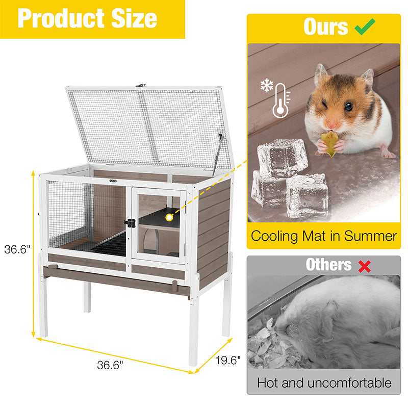 Aivituvin-AIR53-DG/WZ Wooden Hamster Cage| Anti-Chew Design|Easy-Clean PVC Layer