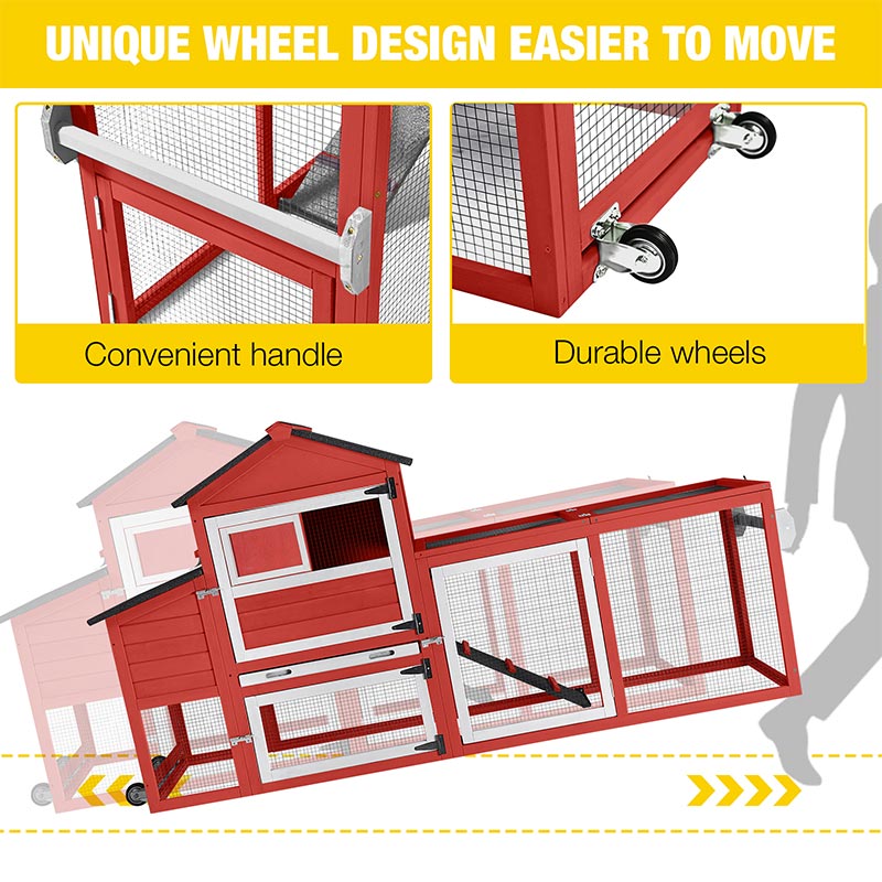 Aivituvin Mobile Chicken Tractor AIR72, Chicken Coop for 2-3 Chickens,12.33ft²