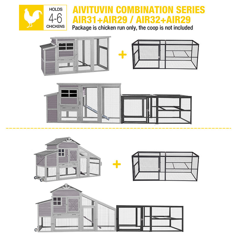 Aivituvin Wooden Chicken Coop with Wheels AIR32, Large Chicken Coop for 2-3 Chickens, 17.1ft²