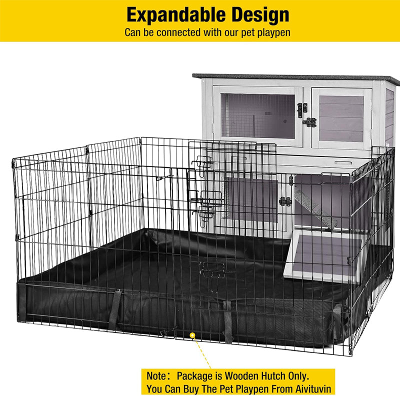 Aivituvin-AIR77 Outdoor Indoor Bunny Hutch With Wheels