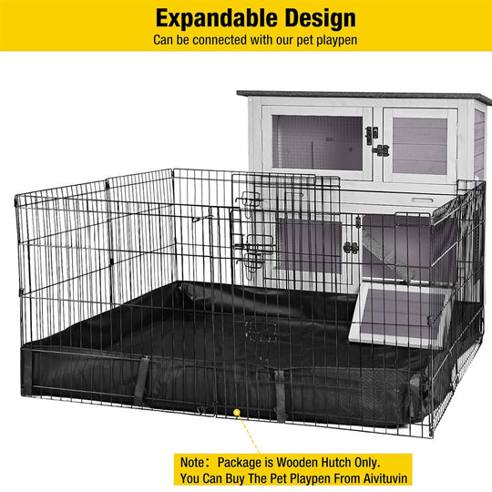 Aivituvin-AIR77 Outdoor Indoor Bunny Hutch With Wheels