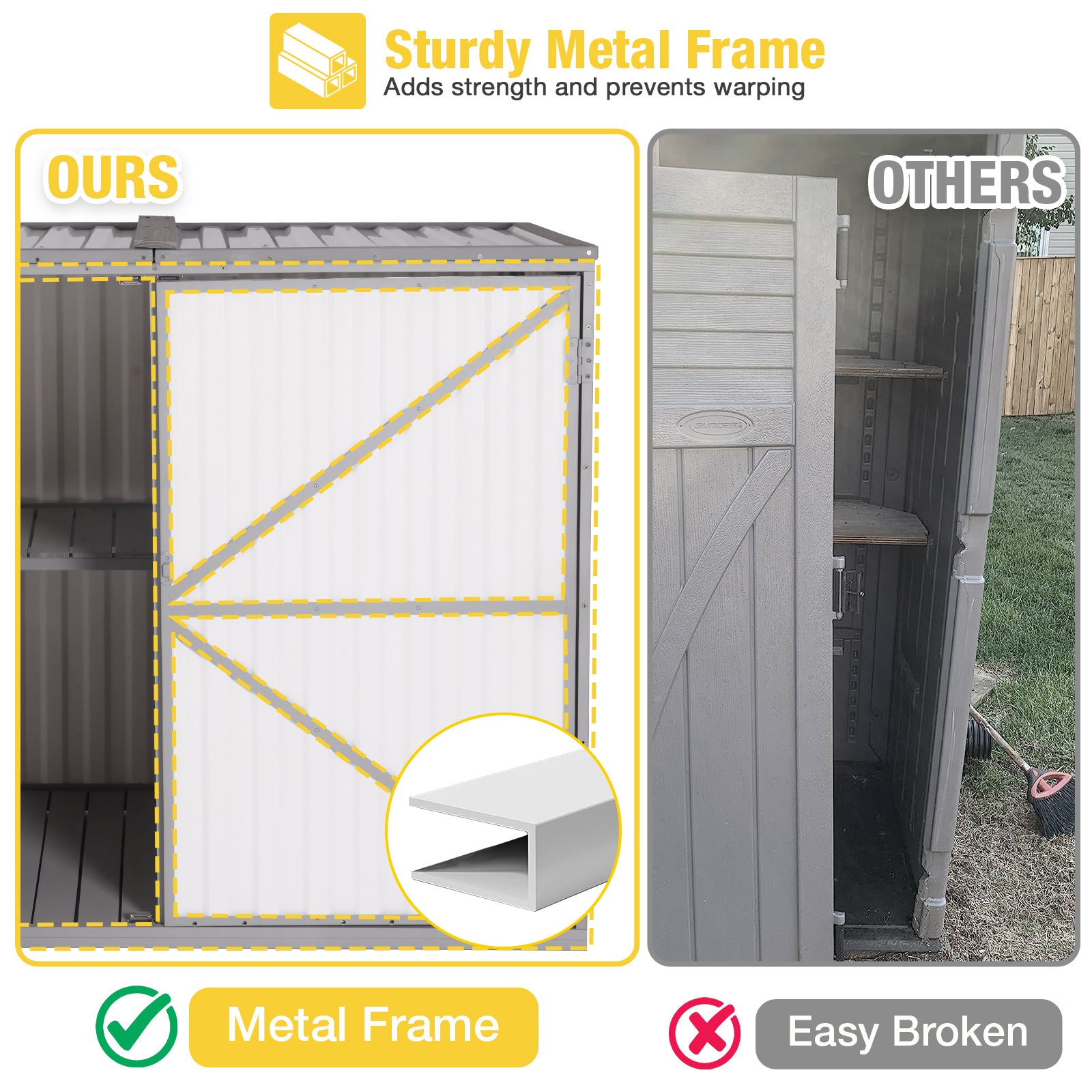 Plastic Garden Shed with Metal Frame & Adjustable Shelf – Aivituvin