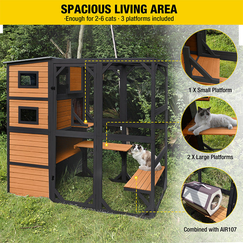 Aivituvin Outdoor Cat Enclosure AIR54, Waterproof Large Pet Enclosure